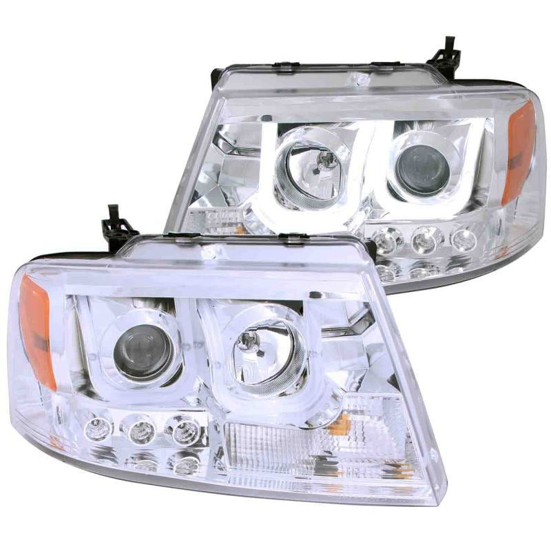 ANZO 2004-2008 Ford F-150 Projector Headlights w/ U-Bar Chrome - 111287