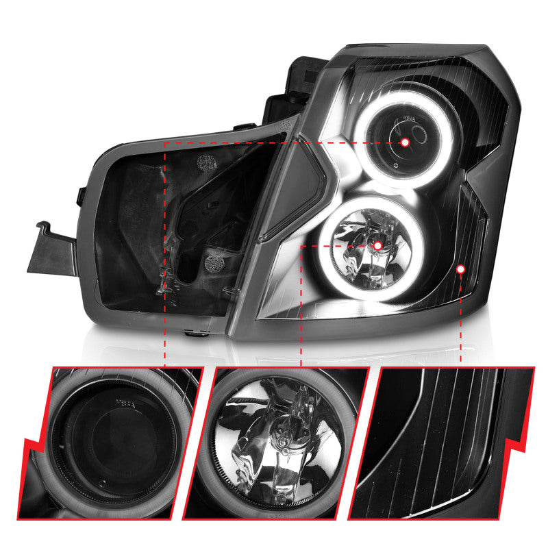 ANZO 2003-2007 Cadillac Cts Projector Headlights w/ Halo Black (CCFL) - 121417