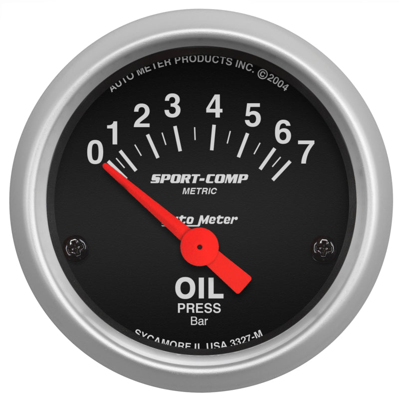 Autometer Sport-Comp 52mm 0-7 Bar Short Sweep Electronic Oil Pressure - 3327-M