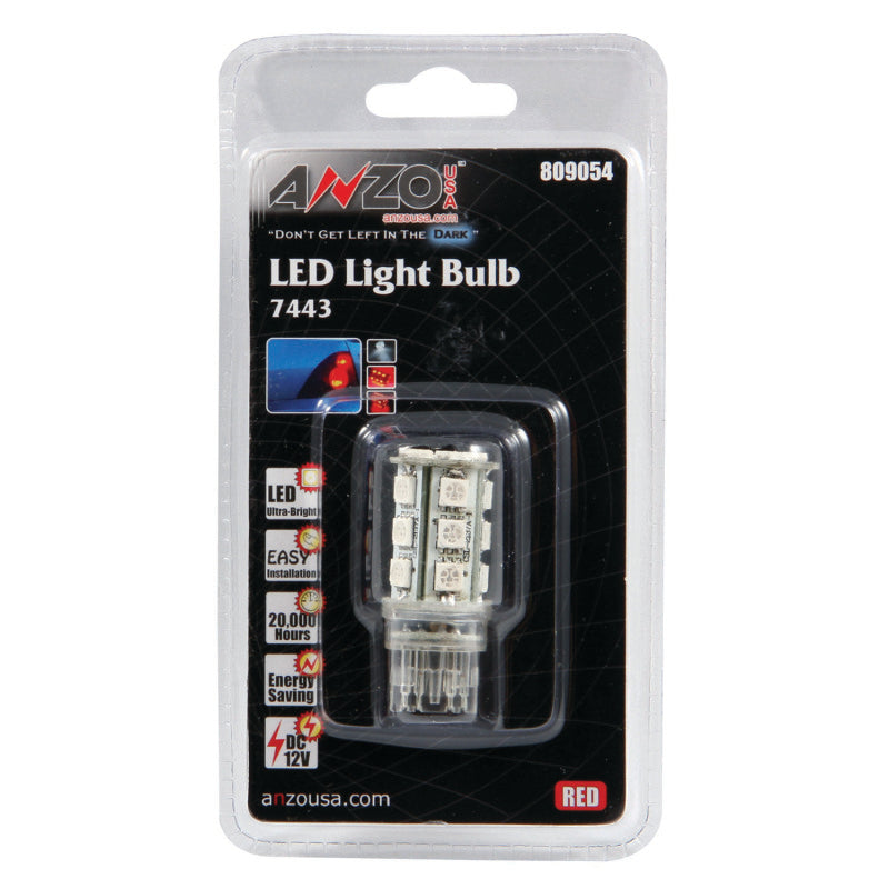 ANZO LED Bulbs Universal 7443 Red - 18 LEDs 1 - 809054