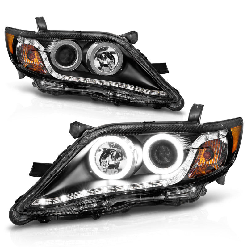 ANZO 2010-2011 Toyota Camry Projector Headlights w/ Halo Black (CCFL) - 121442