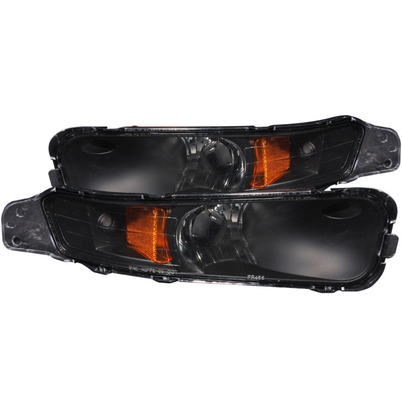 ANZO 2005-2009 Ford Mustang Euro Parking Lights Black w/ Amber - 511002