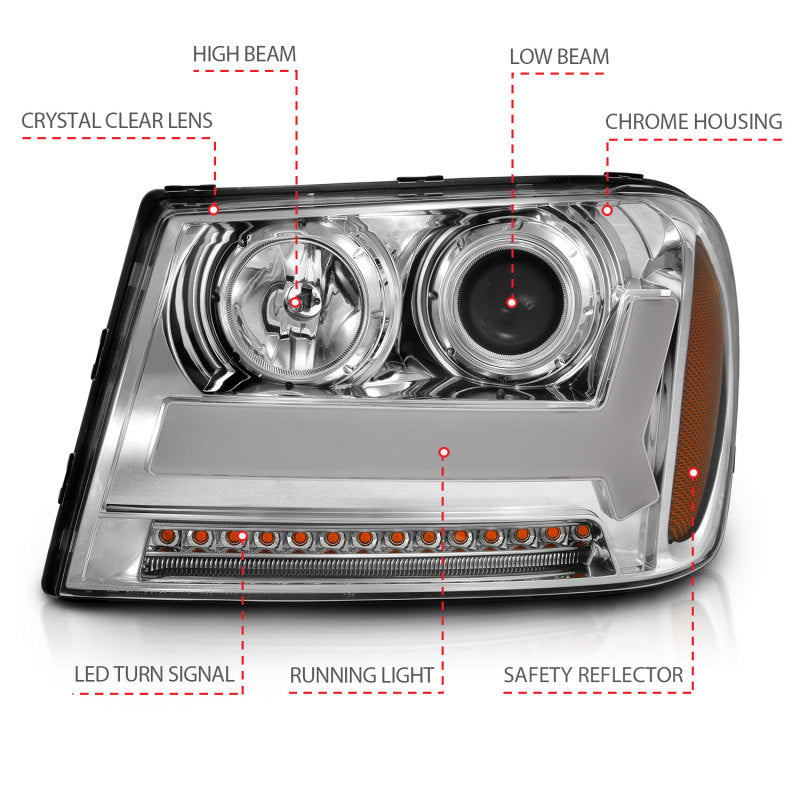 ANZO 2006-2009 Chevrolet Trailblazer Projector Headlights w/ Plank Style Design - 111391