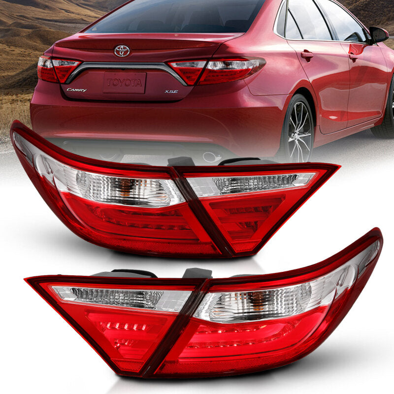 ANZO 2015-2016 Toyota Camry LED Taillights Red/Clear - 321335