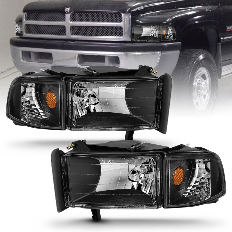 ANZO 1994-2001 Dodge Ram Crystal Headlights Black - 111067