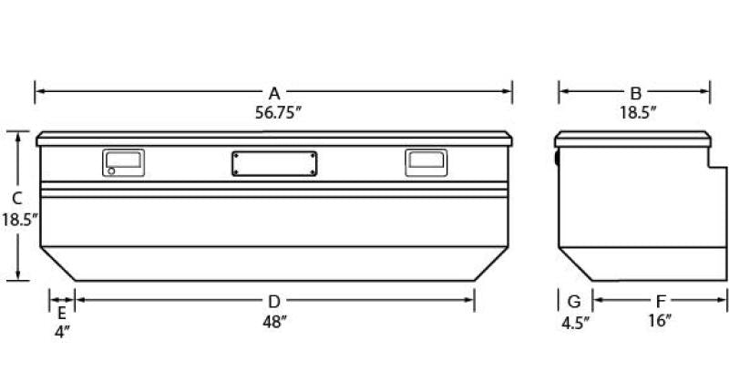 Tradesman Aluminum Flush Mount Truck Tool Box (56in.) - Brite - 9456