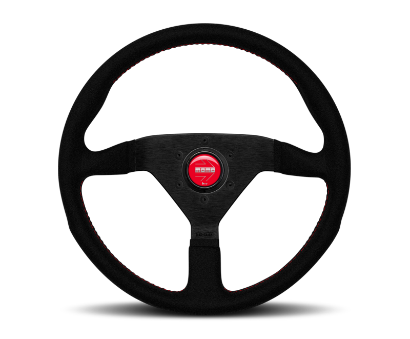 Momo Montecarlo Alcantara Steering Wheel 320 mm - Black/Red Stitch/Black - MCL32AL3B