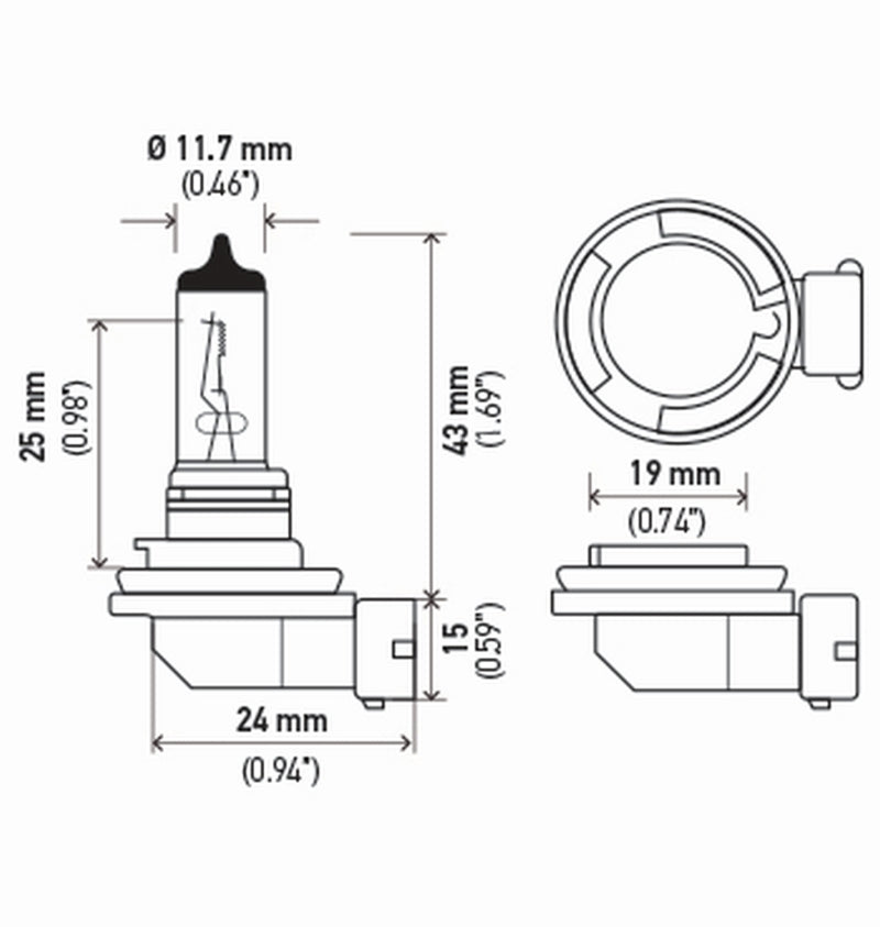 Hella H11 12V 55W PGJ19-2 HP2.0 Performance Halogen Bulb - H11 2.0TB.