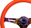 NRG Classic Wood Grain Steering Wheel (350mm) Neon Orange Color - ST-015MC-NOR.