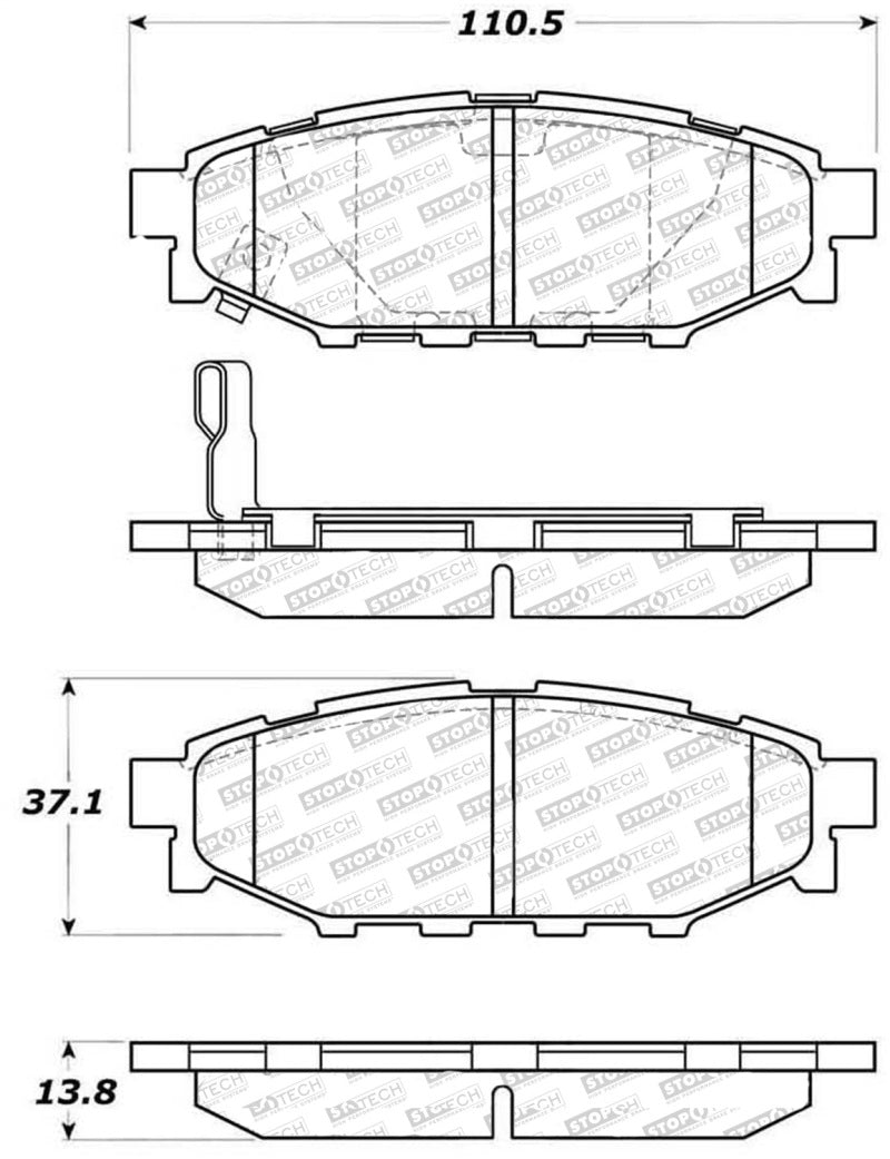 StopTech 13-16 Subaru BRZ/Scion FR-S Street Performance Rear Brake Pads - 305.11140