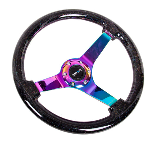 NRG Reinforced Steering Wheel (350mm / 3in. Deep) Classic Blk - RST-036BSB-MC.