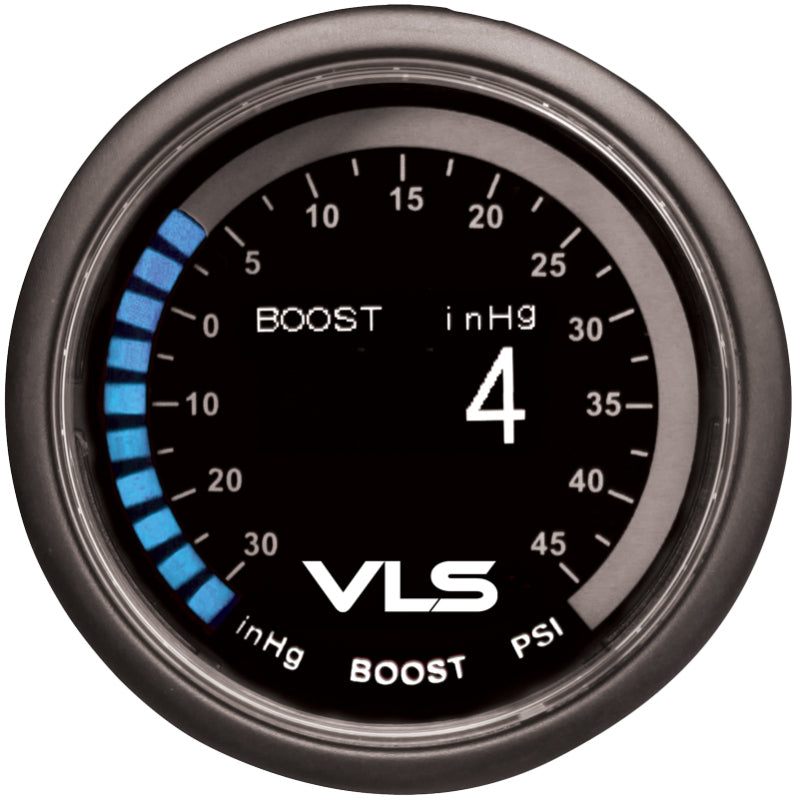 Revel VLS 52mm 30inHg-45PSI Digital OLED Boost Gauge - 1TR1AA001R