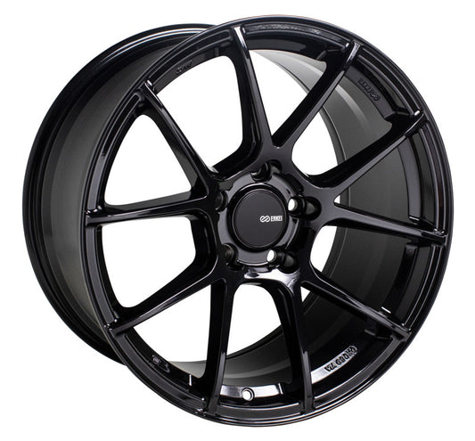 Set of 4: Enkei TS-V 18x8.5 5x114.3 38mm Offset 72.6mm Bore Gloss Black - 522-885-6538BK