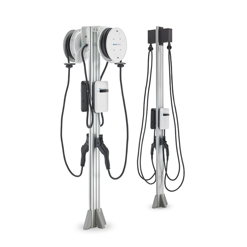 EvoCharge iEVSE Plus Dual Port Pedestals w/Retractors - EVC3AC0B1A1B4