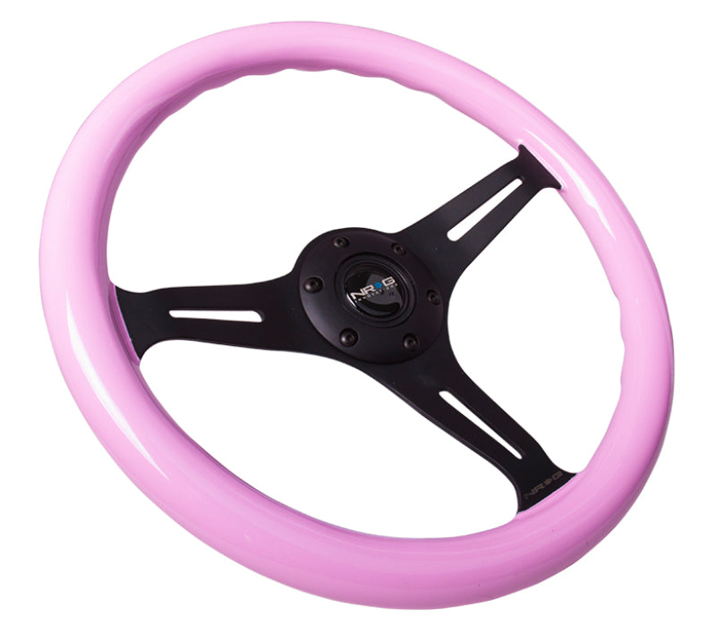 NRG Classic Wood Grain Steering Wheel (350mm) Solid Pink Painted - ST-015BK-PK.