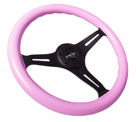 NRG Classic Wood Grain Steering Wheel (350mm) Solid Pink Painted - ST-015BK-PK.