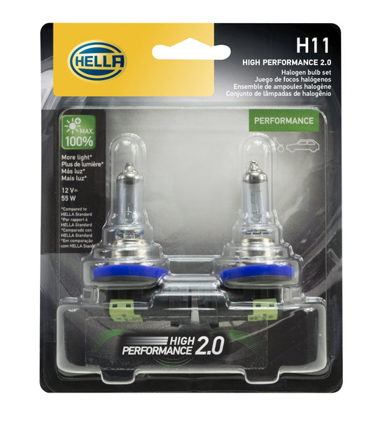 Hella H11 12V 55W PGJ19-2 HP2.0 Performance Halogen Bulb - H11 2.0TB.