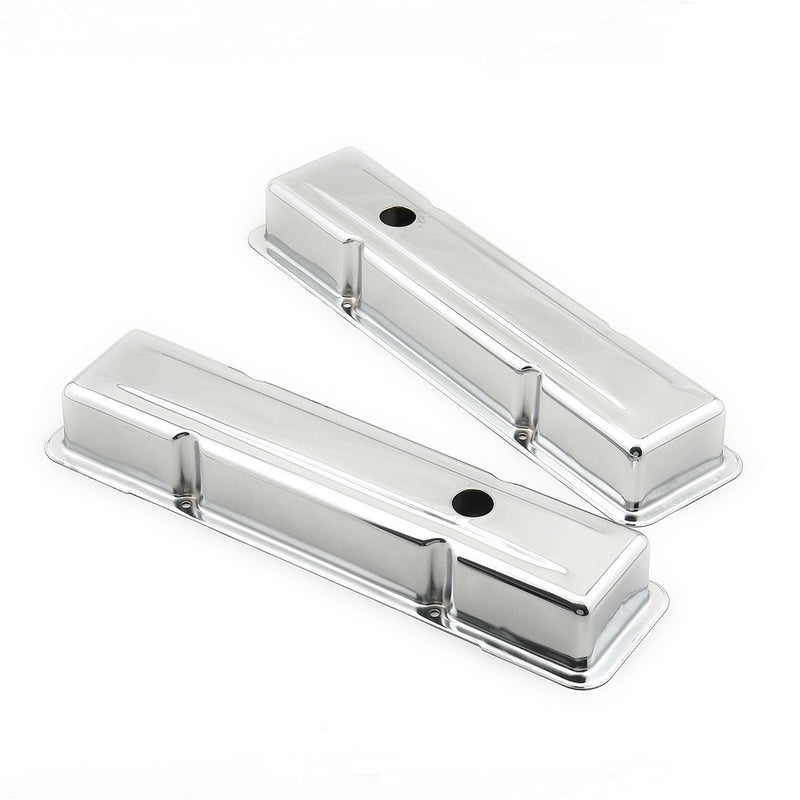 Valve Cover; Flat Smooth Top w/Internal Baffles; Short Style; OEM Height; Pair; - 9800
