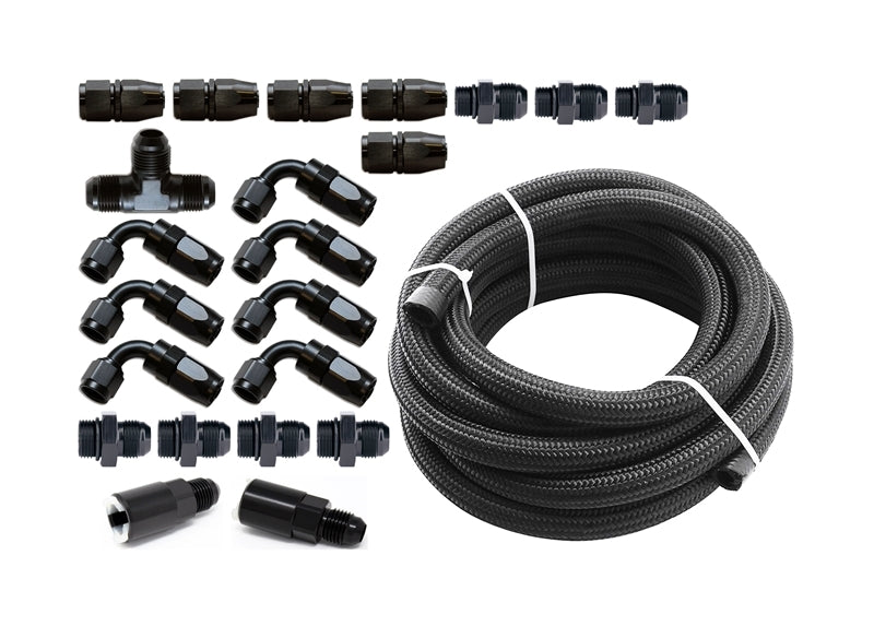 Torque Solution Braided Fuel Line Kit for -6 Aeromotive FPR: - TS-SU-6FLK-AM