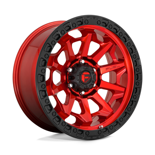 Set of 4: Fuel D695 Covert Wheel, 18x9.0 -12 Offset 6x139.7, Candy Red Black Bead Ring - D69518908445