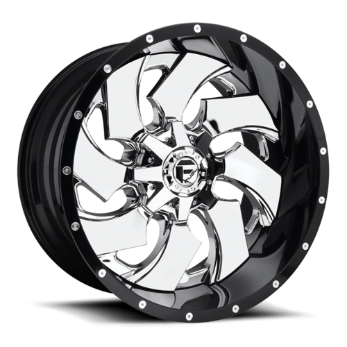Fuel D240 Cleaver Wheel, 24x12.0 -44 Offset 8x180, Chrome Plated Gloss Black Lip - D24024201847