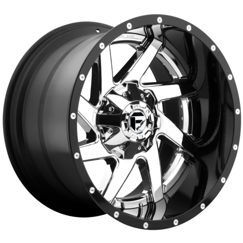 Set of 4: Fuel D263 Renegade Wheel, 22x10.0 +6 Offset 8x165.1, Chrome Plated Gloss Black Lip - D26322008257