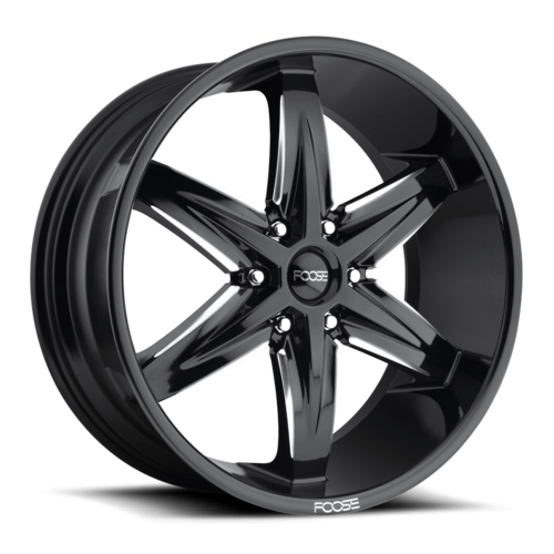 Set of 4: Foose F162 Slider Wheel, 22x9.5 +30 Offset 6x139.7, Gloss Black Milled - F162229577+30