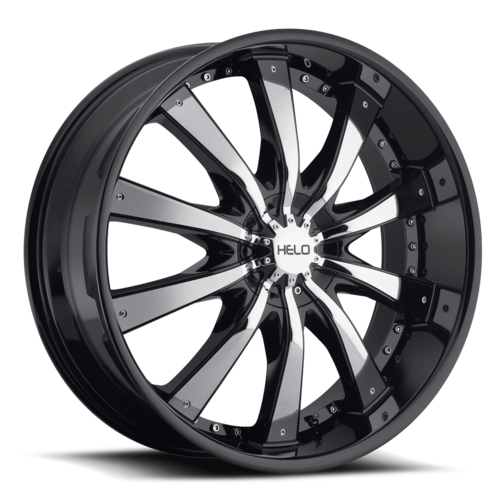 Set of 4: Helo He875 Wheel, 20x8.5 +38 Offset 6x132/6x139.7, Gloss Black With Removable Chrome  Accents - HE87528571338