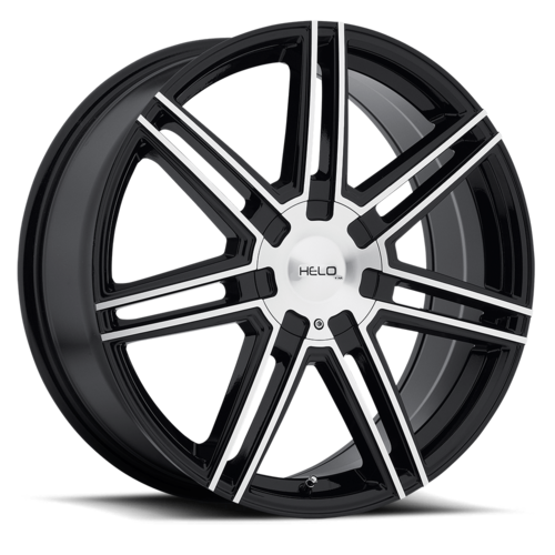 Set of 4: Helo He884 Wheel, 20x8.0 +45 Offset 5x114.3/5x120, Gloss Black With Machined Face - HE88428017345