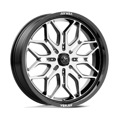 Set of 4: MSA Offroad Wheels M47 Sniper Wheel, 24x7.0 +10 Offset 4x137, Gloss Black Machined - MA047BD24704810
