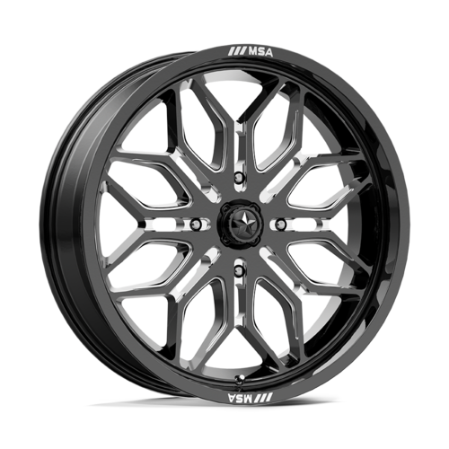 Set of 4: MSA Offroad Wheels M47 Sniper Wheel, 18x7.0 +10 Offset 4x156, Gloss Black Milled - MA047BE18704410