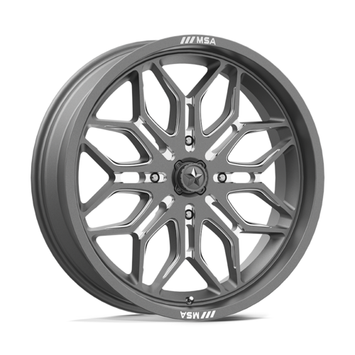 Set of 4: MSA Offroad Wheels M47 Sniper Wheel, 20x7.0 +10 Offset 4x156, Gunmetal Milled - MA047AX20704410