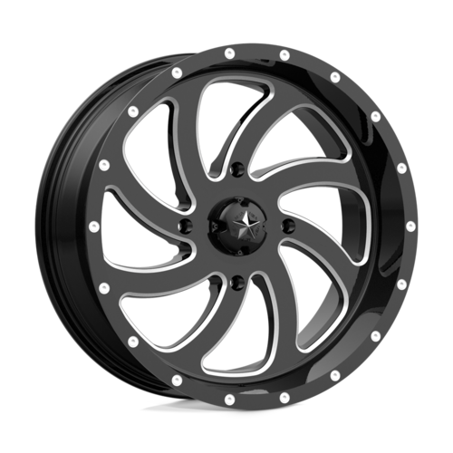 Set of 4: MSA Offroad Wheels M36 Switch Wheel, 22x7.0 +0 Offset 4x137, Gloss Black Milled - M36-022737M