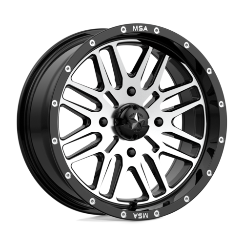 Set of 4: MSA Offroad Wheels M38 Brute Wheel, 16x7.0 +10 Offset 4x137, Gloss Black Machined - M38-06737