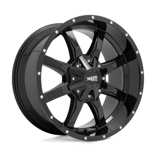 Set of 4: Moto Metal Mo970 Wheel, 16x8.0 +0 Offset 6x135/6x139.7, Gloss Black With Milled Lip - MO970680673A00