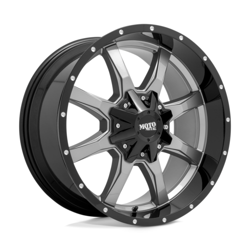 Moto Metal Mo970 Wheel, 20x12.0 -44 Offset 8x165.1, Gloss Gray Center Gloss Black Lip - MO97021280444N