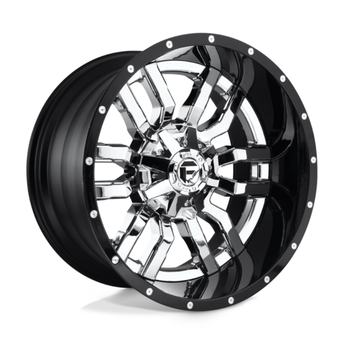Set of 4: Fuel D270 Sledge Wheel, 20x12.0 -43 Offset 8x180, Chrome Plated Gloss Black Lip - D27020201847