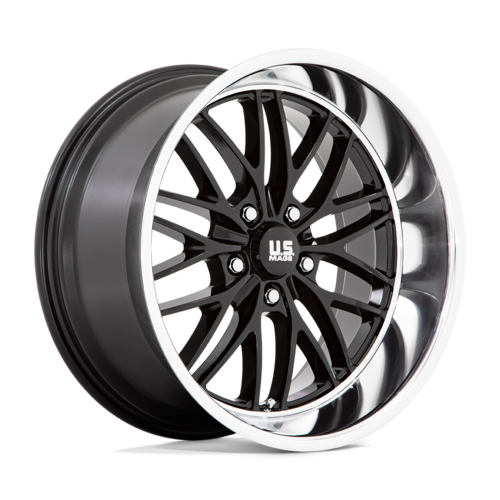 Set of 4: US Mag U138 Santa Cruz Wheel, 20x8.5 +6 Offset 5x120.65, Gloss Black With Diamond Cut Lip - U13820856150