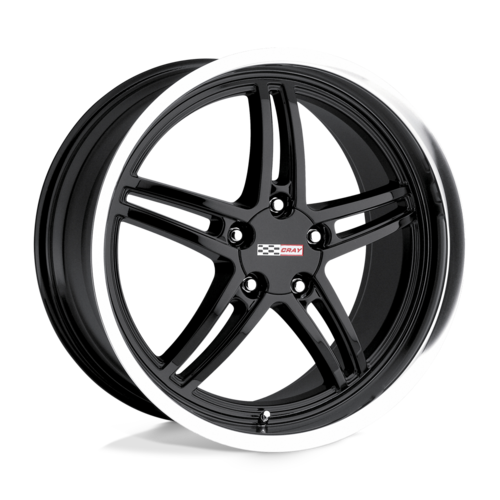 Set of 4: Cray Scorpion Wheel, 19x9.0 +50 Offset 5x120.65, Gloss Black W/ Mirror Cut Lip - 1990CRS505121B70