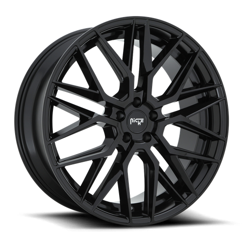 Set of 4: Niche M224 Gamma Wheel, 20x9.0 +18 Offset 5x115, Gloss Black - M224209090+18