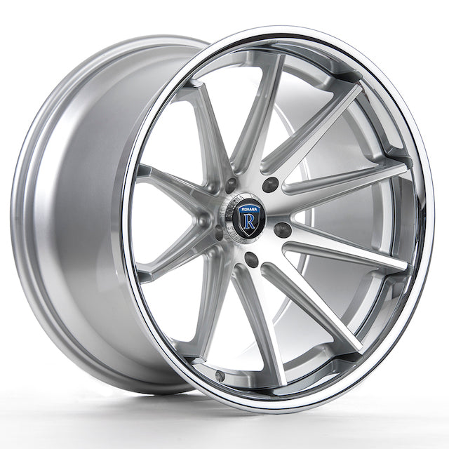 Rohana RC10 Wheel, 20X9, 5-120, +35, Machine Silver/Chrome Lip - RC102095120MS35