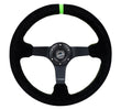 NRG Reinforced Steering Wheel 350mm/3in. Deep Blk Suede/ Neon Green - RST-036MB-S-GN.