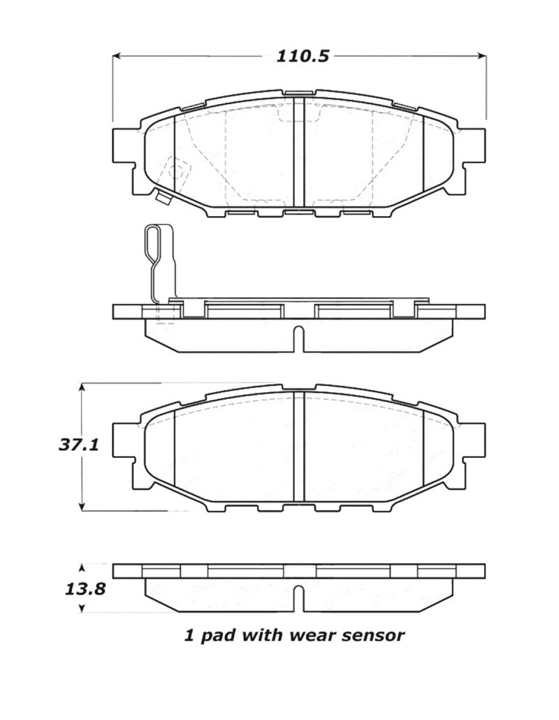 StopTech Street Touring 08-10 WRX Rear Brake Pads - 308.11140