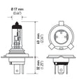 Hella H4 12V 130/90W Halogen Headlight Bulb - Universal - H4 130/90W.