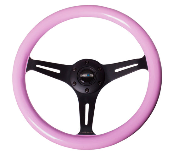 NRG Classic Wood Grain Steering Wheel (350mm) Solid Pink Painted - ST-015BK-PK.