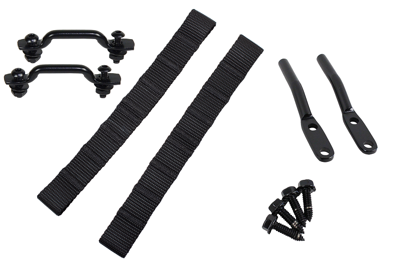 Kentrol 76-95 Jeep CJ/YJ Door Strap Kit Black Powdercoat Stainless - 50725