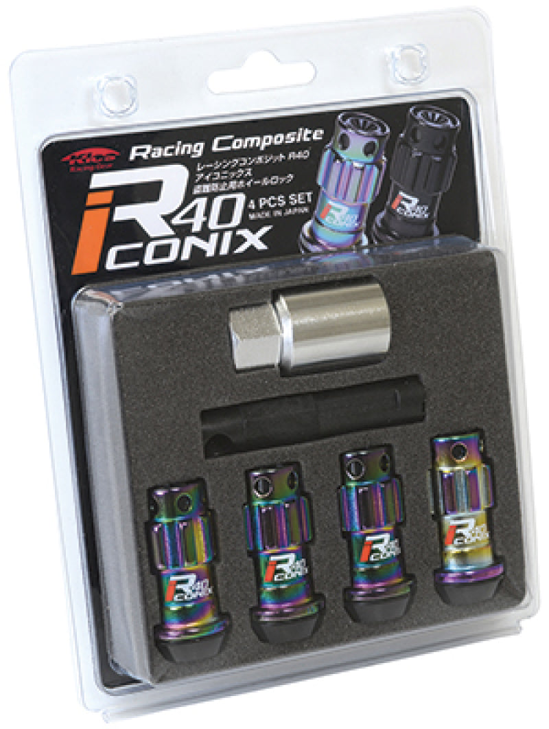 Project Kics 12X1.25 R40 Iconix Neochrome Lug Nut Lock Set - WYIF43NK