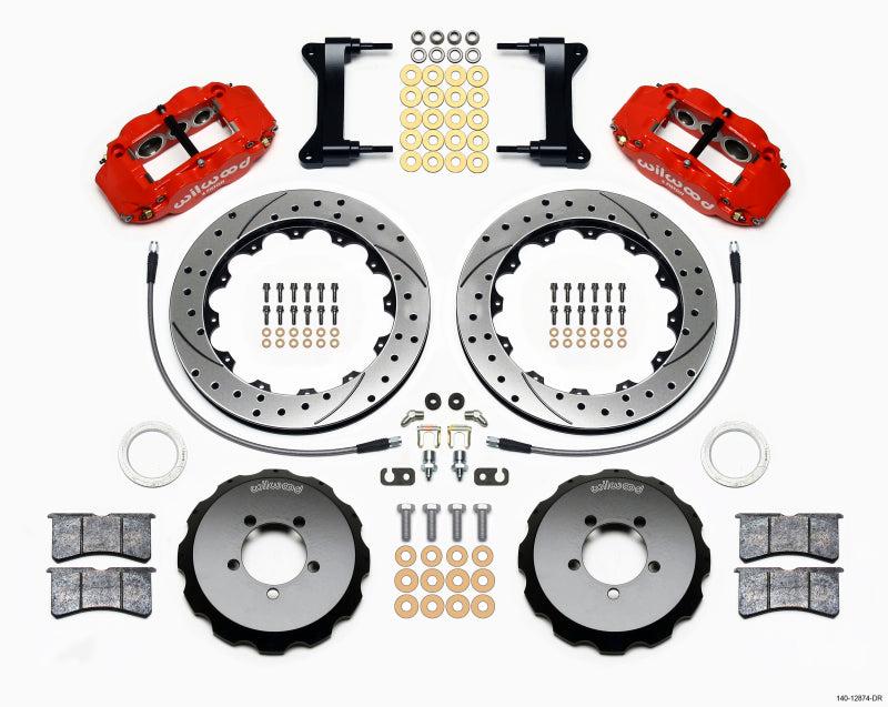 Wilwood Narrow Superlite 6R Front Hat Kit 13.06in Drilled Red - 140-12874-DR