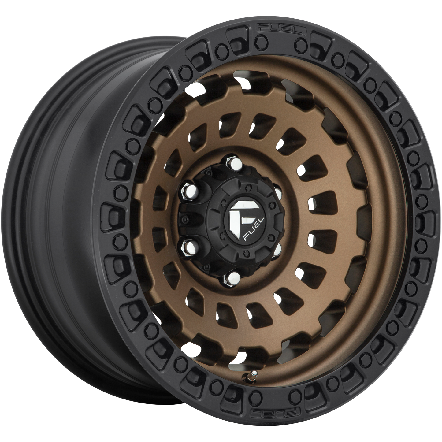 Set of 4: Fuel D634 Zephyr Wheel, 17x9.0 -12 Offset 6x139.7, Matte Bronze Black Bead Ring - D63417908445