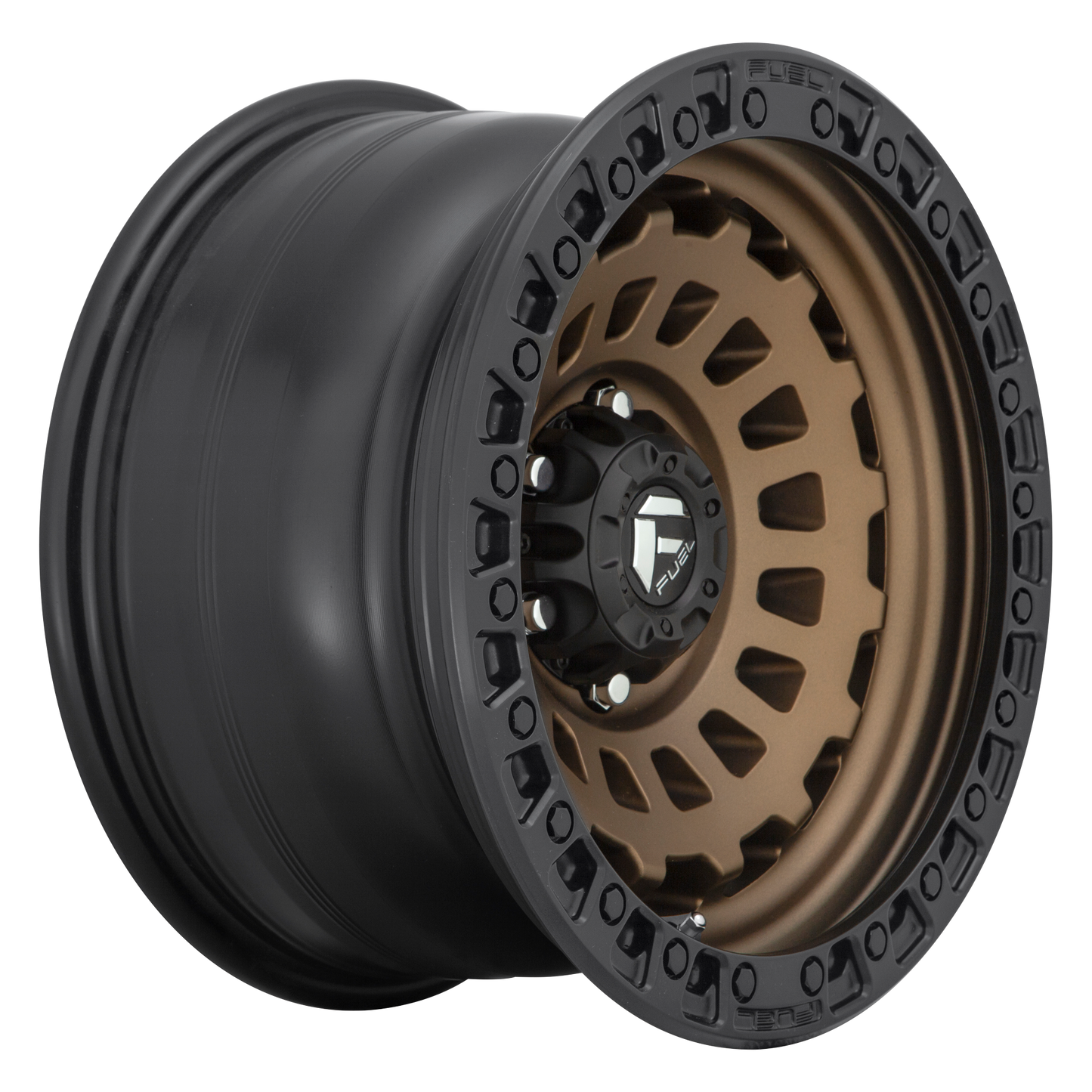 Set of 4: Fuel D634 Zephyr Wheel, 17x9.0 -12 Offset 6x139.7, Matte Bronze Black Bead Ring - D63417908445